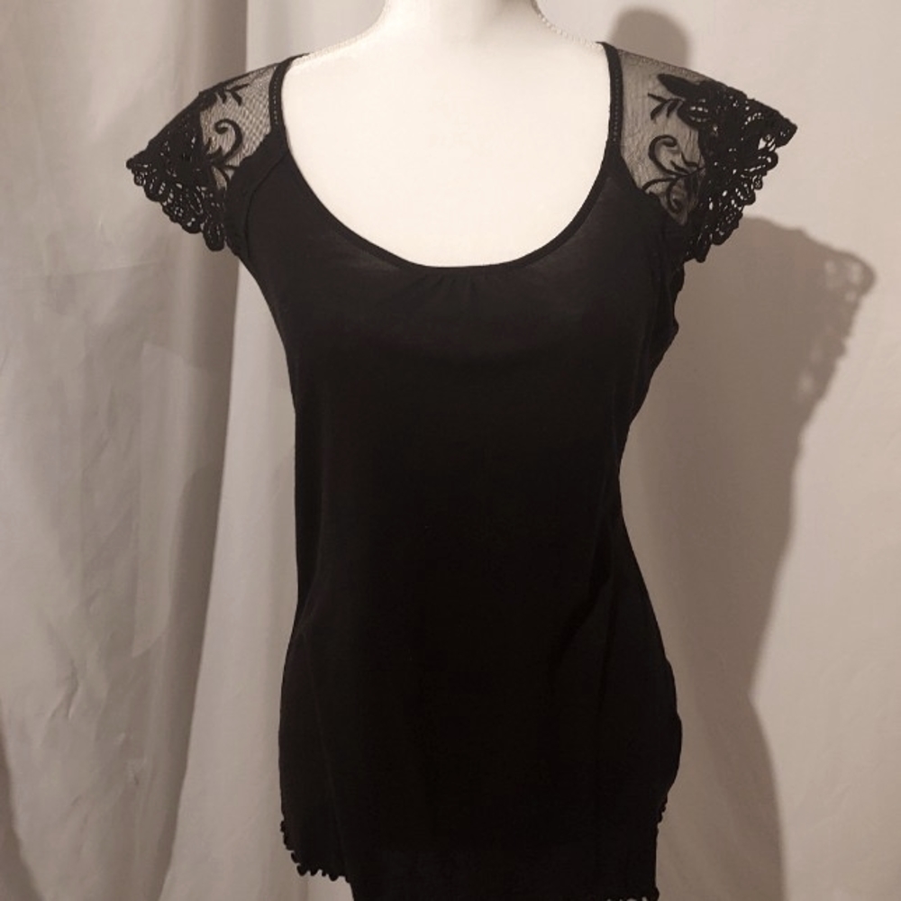 Lace Top Capped Sleeve Petite Large a.n.a.
